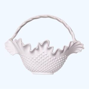 Vintage Burwood White Hobnail Wall Pocket Basket | Ruffled Planter 1980s USA